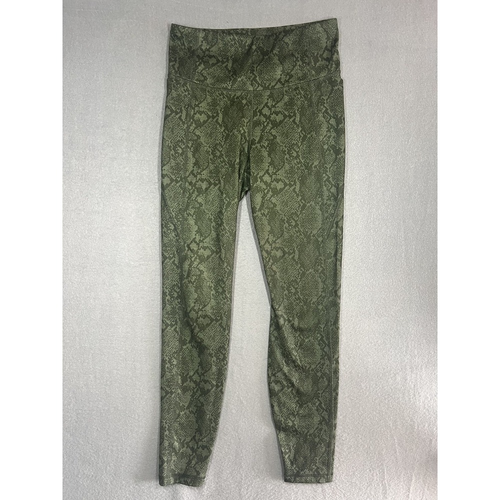 All in Motion Women's S Snake Print Leggings Green High Rise Cropped Athletic
